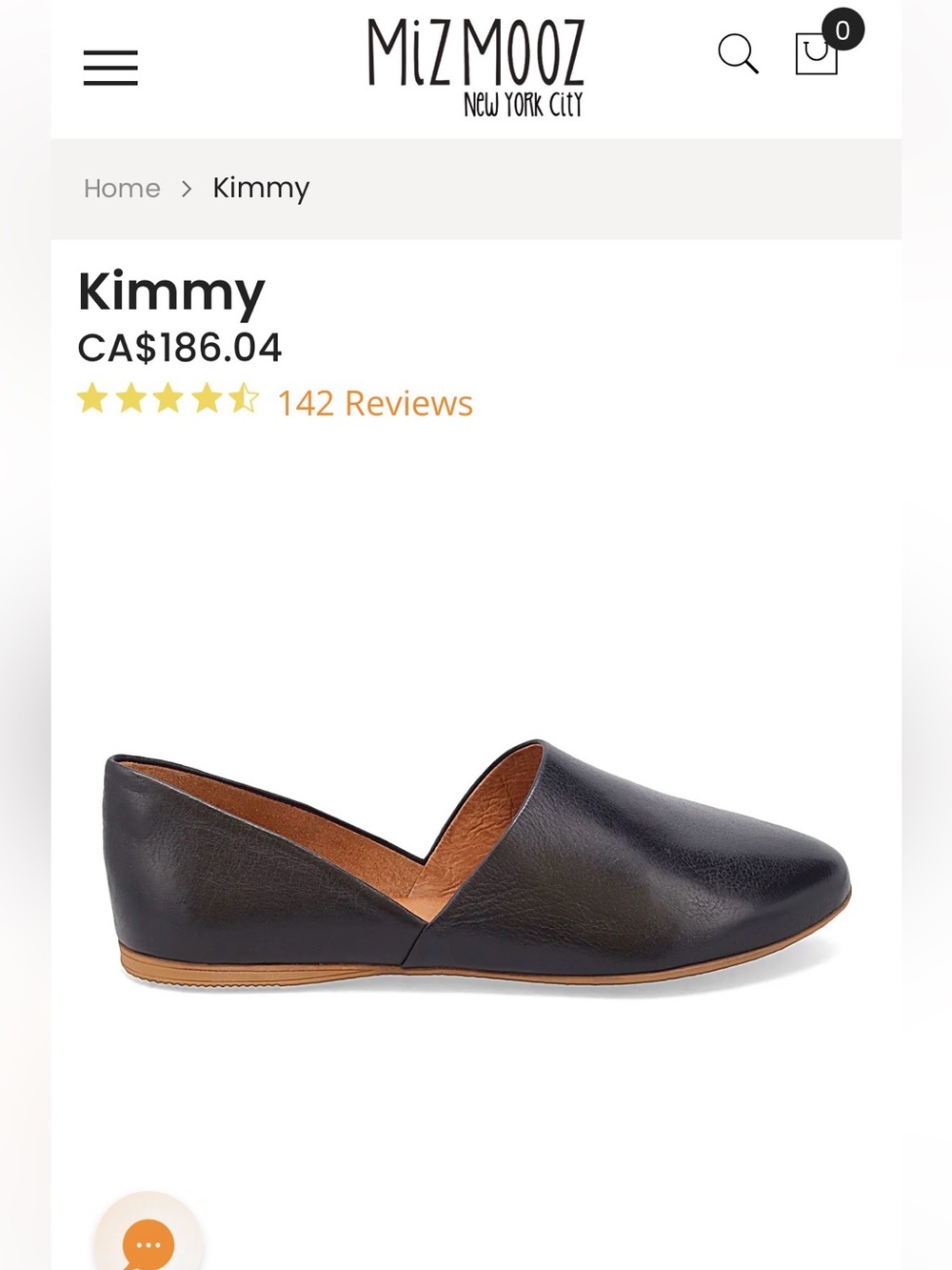 Miz Mooz Black Leather Kimmy Flats Size 39 8.5